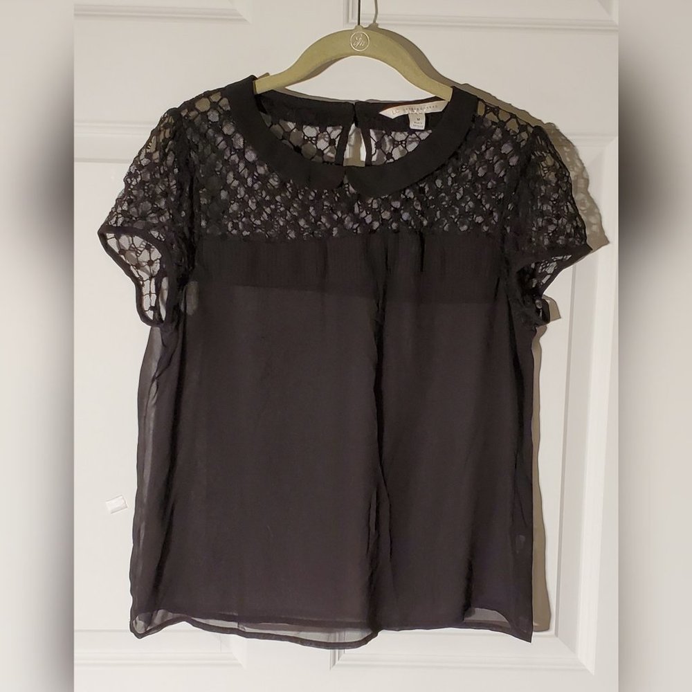 Sheer black collared blouse